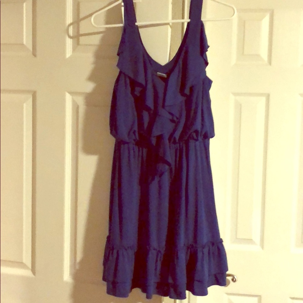 Blue ruffle short dress
